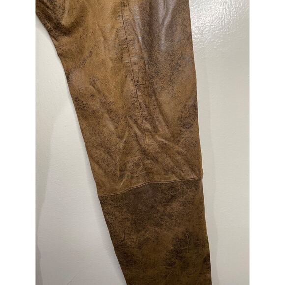 NWT -Zara Women's Skinny Faux Suede Leather Stretch Pants, Brown - Size S - Picture 8 of 16